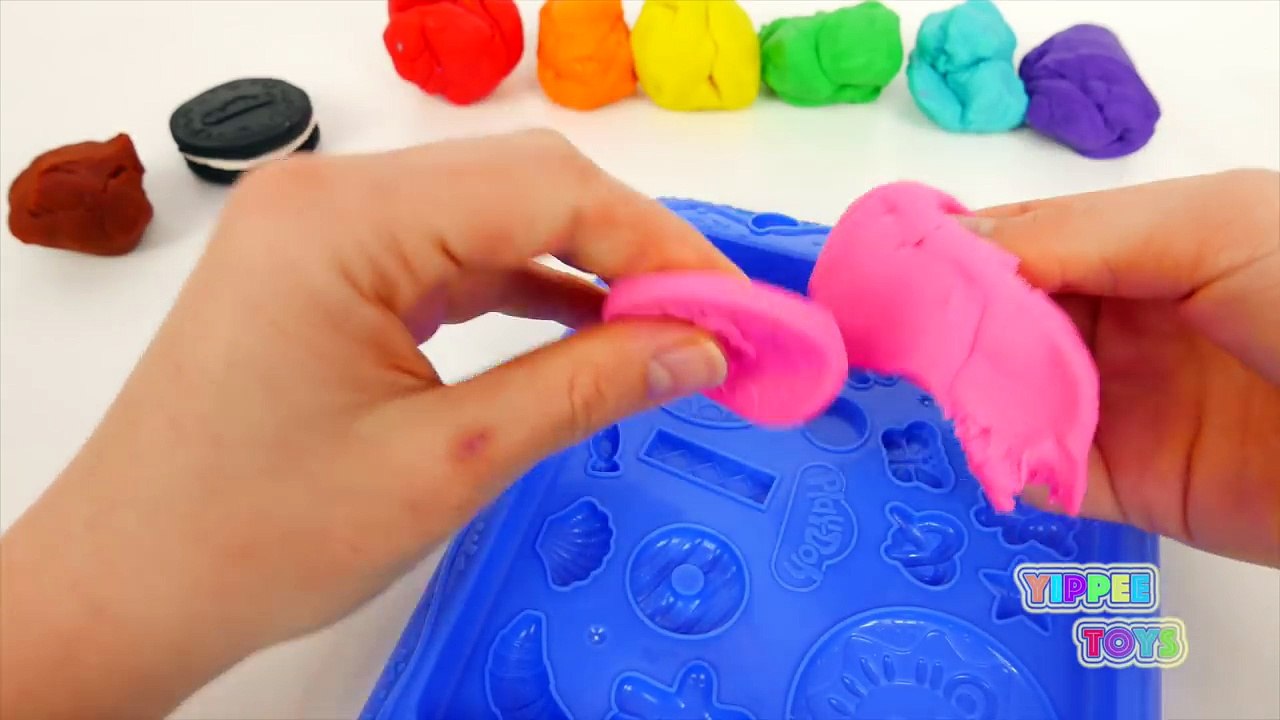 Play Doh Rainbow Oreo Cookies How to Make Play Dough Food * RainbowLearning