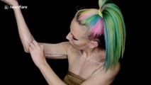 Talented makeup artist creates carved bull skull body painting illusion