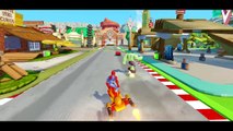 The Amazing Spiderman rides Hoverboard Hulk race Dash From The Incredibles & Disney Cars McQueen