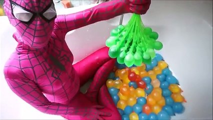 Download Video: TOP SpiderGirl Spider-man Wet Balloons Compilation - Learn Colours Balloon Finger Nursery