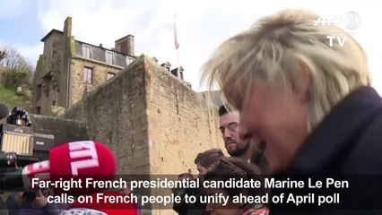 At Mont-Saint-Michel France's far-right Le Pen calls for unity