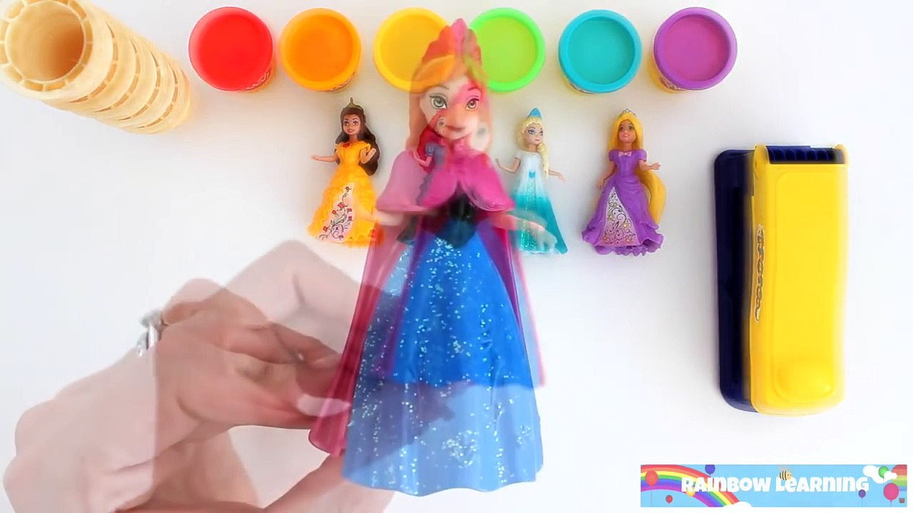 Играть Doh Дисней Принцесса Мороженое Платья Ариэль Эльза Magiclip Белль * RainbowLearning