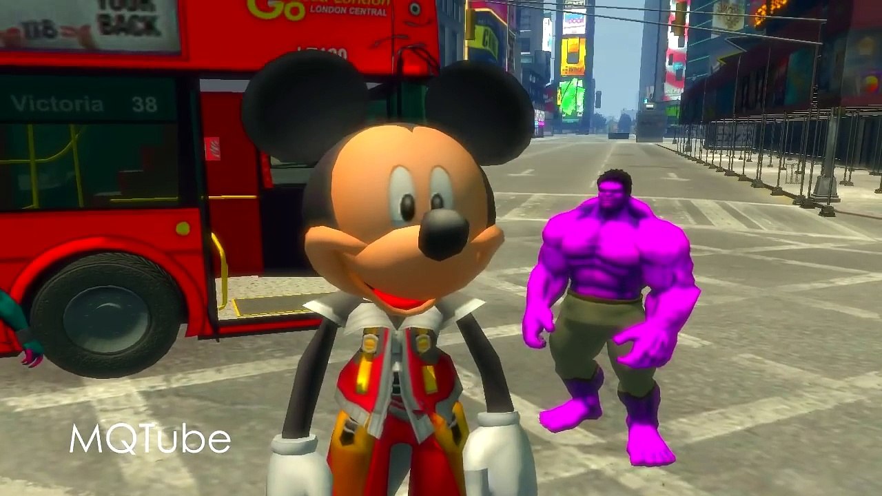 Mickey Mouse,Spiderman,Hulk Wheels on the bus In The City Songs for children w action