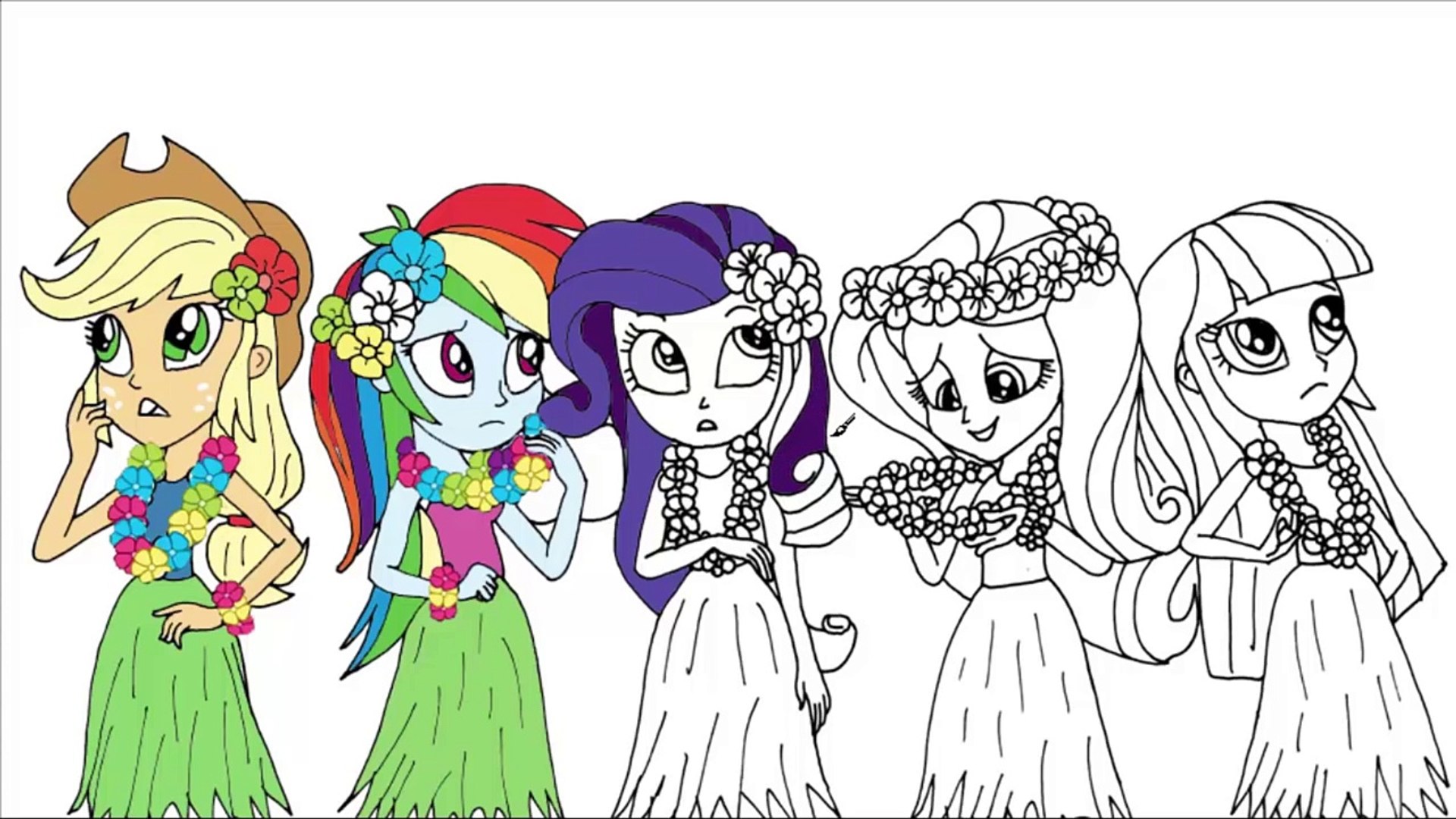 My Little Pony Coloring Page My Little Pony Girls Coloring Book Equestria Girls In Grass Skirts Video Dailymotion