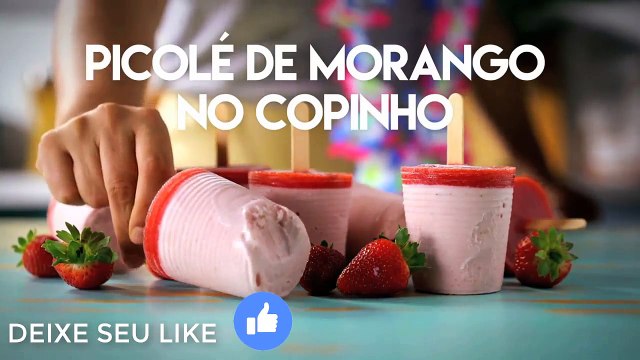 Picolé de Morango no Copinho