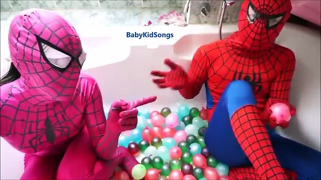 Pink Spidergirl spider-man Lot Wet balloons - Learn Colours Balloon Finger Nursery Songs C