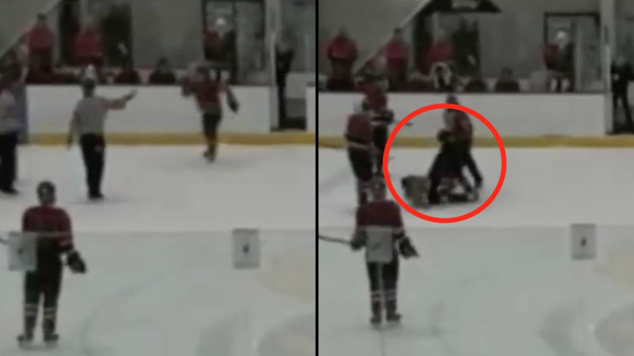 Hockey Player ATTACKS Ref with Cheap Shot After Leaving Penalty Box, Gets ARRESTED