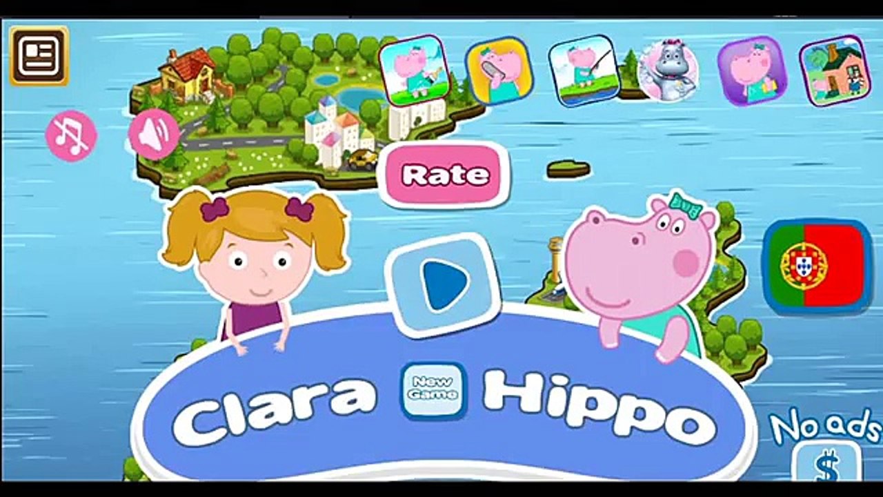 Hippo Pepa e Clara ir em uma viagem emocionante Aprender jogos de lógica. português