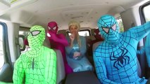 Superheroes Dancing in a Car!! Superheroes in real life Spiderman and frozen elsa Pink spi