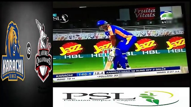 Pollard Winning Six For Karachi Kings-PSL 2017-Karachi Kings Vs Lahore Qalandars