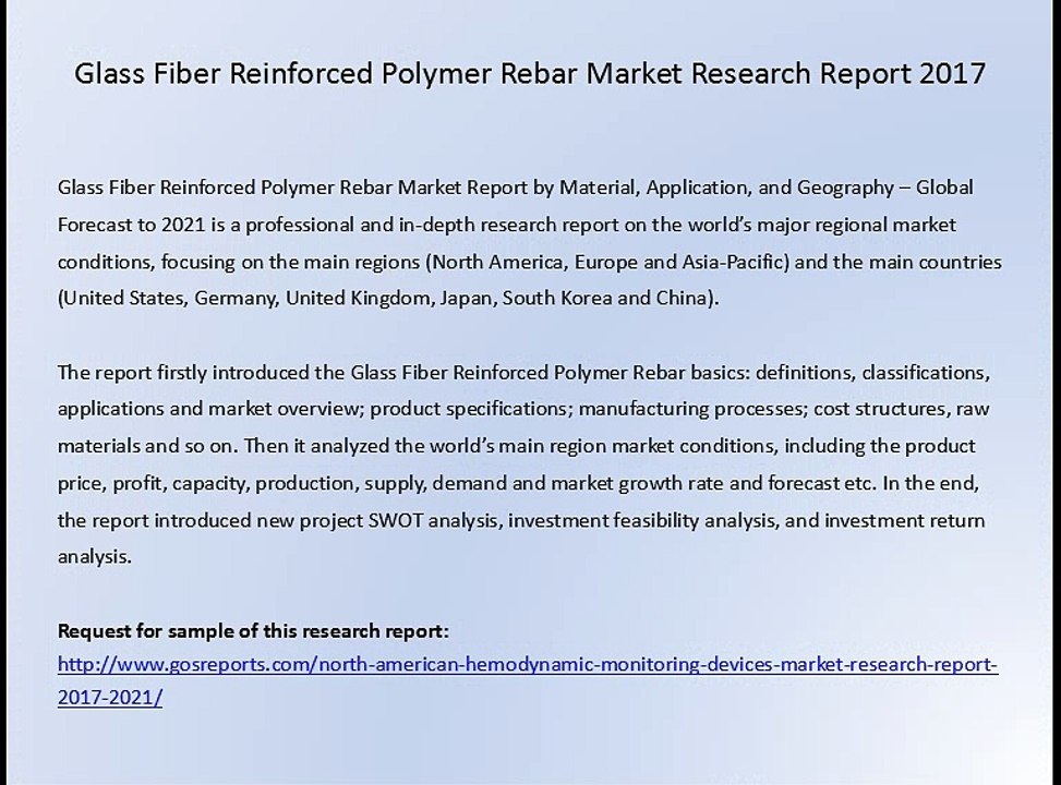 Glass Fiber Reinforced Polymer Rebar Market Research Report 2017