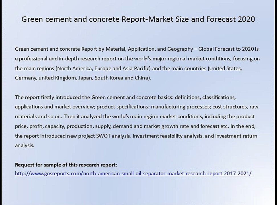 Green cement and concrete Report-Market Size and Forecast 2020