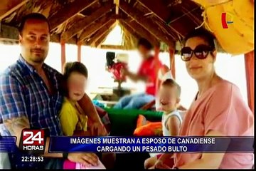 Nuevas imágenes muestran a esposo de canadiense cargando pesado bulto
