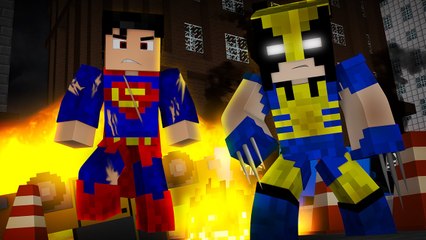 Minecraft Heróis: SUPER-HOMEM VS WOLVERINE ‹ Build Batle ›