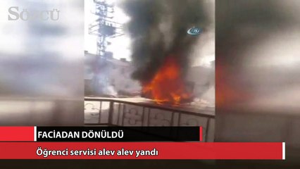 Bilecik'te öğrenci servisi alev alev yandı