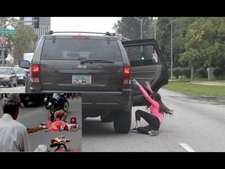 Sợ bẩn xe mới mua chồng đẩy vợ xuống và 15 phút sau quay lại thì