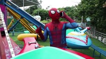 RECKLESS JOKER Crushes SpiderBaby Toys Under Car! w/ Spiderman Hulk Barbie Power Wheels in