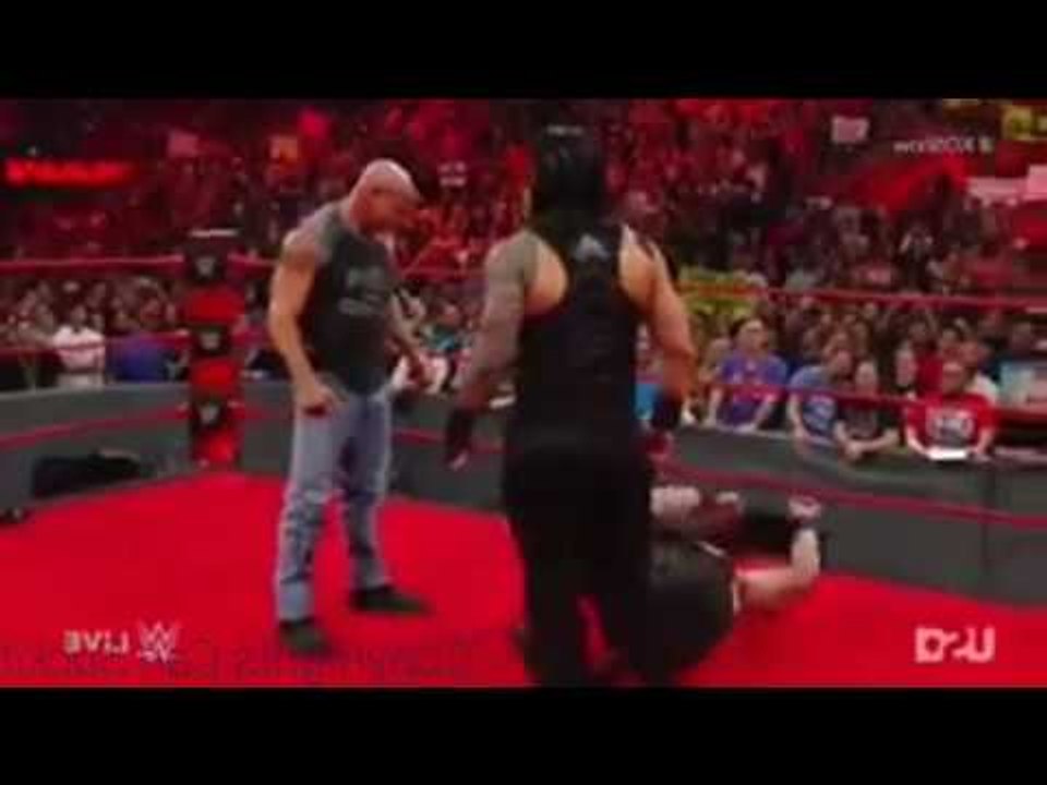 Goldberg and Roman Reigns double spear Braun strowman!