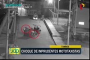 Tumbes: registran choque de imprudentes mototaxistas