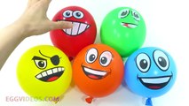 5 Funny Smiley Face Balloons Finger Family Nursery Rhymes Learn Colors EggVideos.com