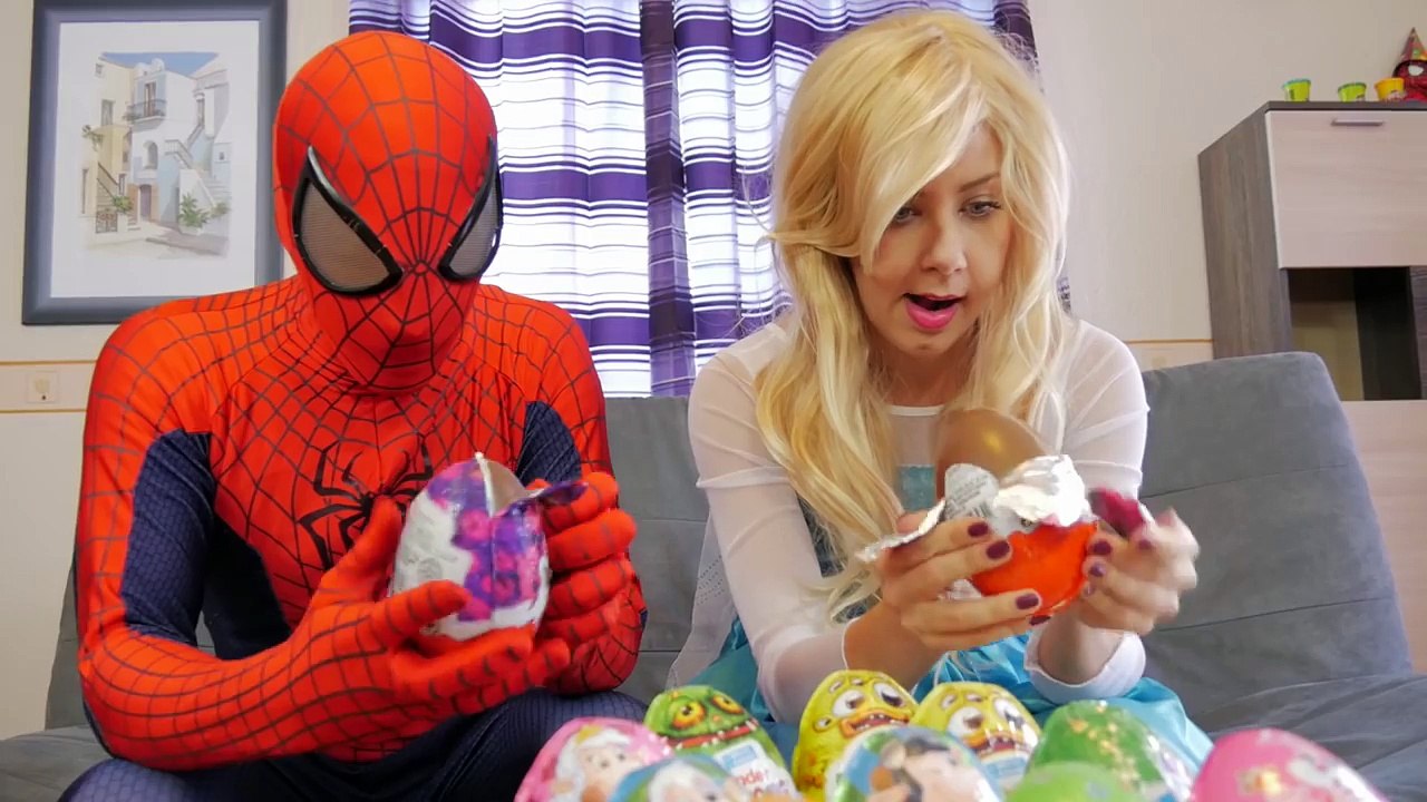 Frozen Elsa SURPRISE EGGS HAUL! w/ Spiderman Joker Maleficent Police Baby Joker Girl Super