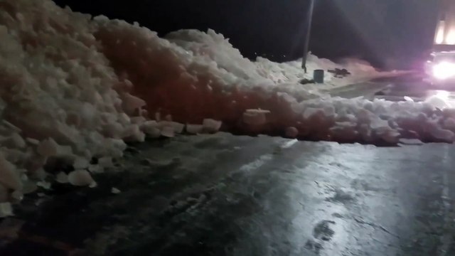 Huge Ice Shove Spills Over the Shore of Lake Winnebago, Wisconsin