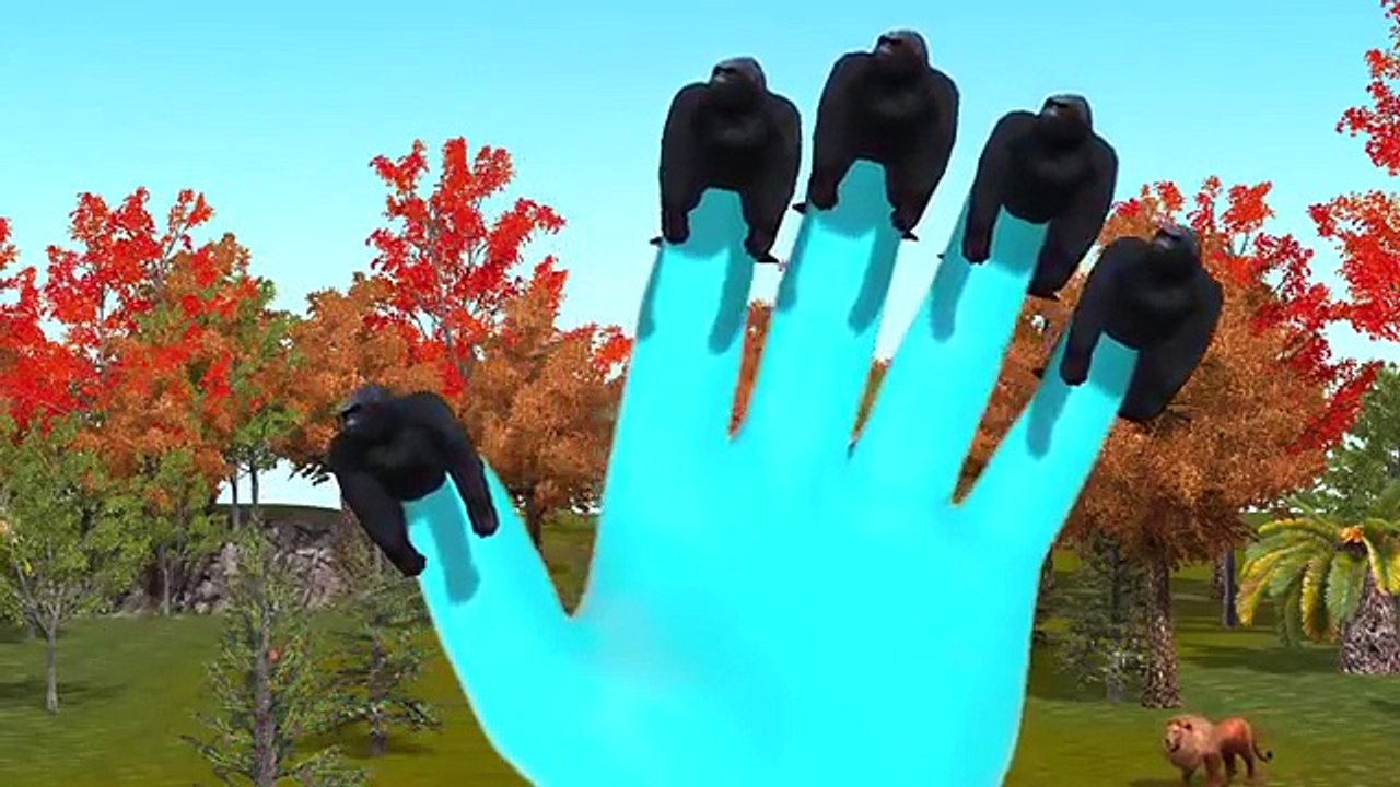 Colours Dinosaurs Finger Family - Gorilla cartoon Finger Family Nursery Rhymes 3d Animatio