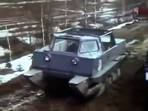 Russian ALL TERRAIN military vehicle drives on snow swamp mud water and land better than 4WD