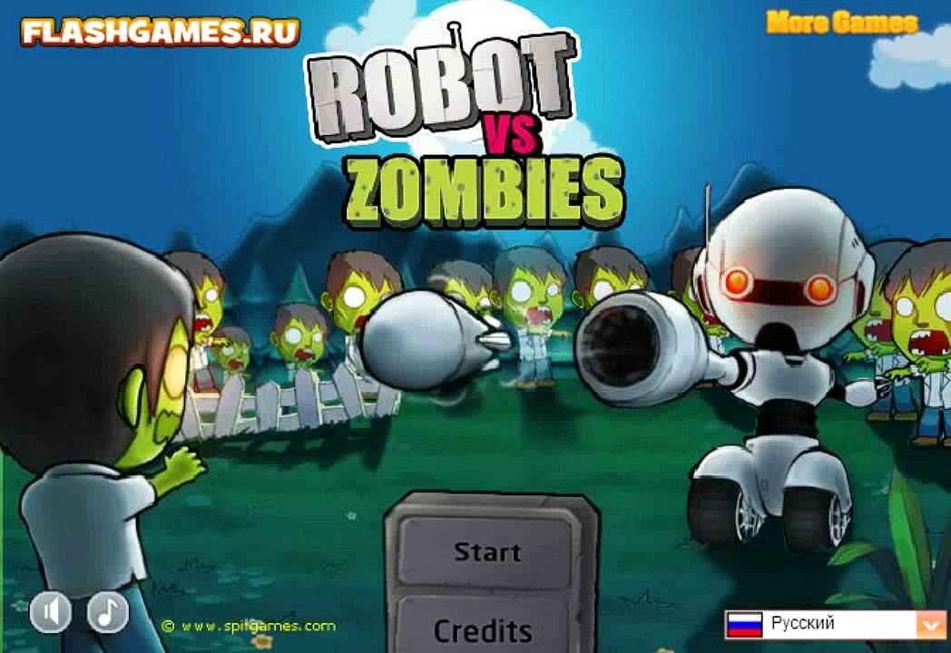 Онлайн прохождение игры про робота против зомби