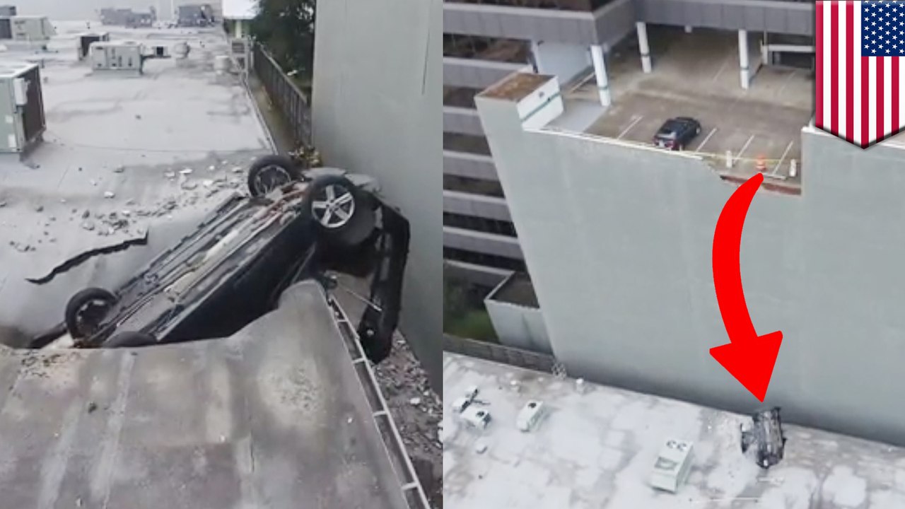 Teen accidentally drives car off 7-story parking lot roof and survives
