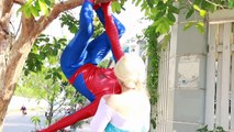 Spiderman & Frozen Elsa vs Joker! Elsa Kisses Spiderman in Real Life - Fun Superhero Movie