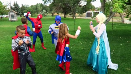 Elsa ICE PALACE SLIME! Spiderman, Wonder Woman, Thor, Superman, Batman
