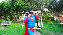 Police Man arrest Batman is thieves Frozen Elsa Super Girl fart Spiderman sanctions Superhero fun