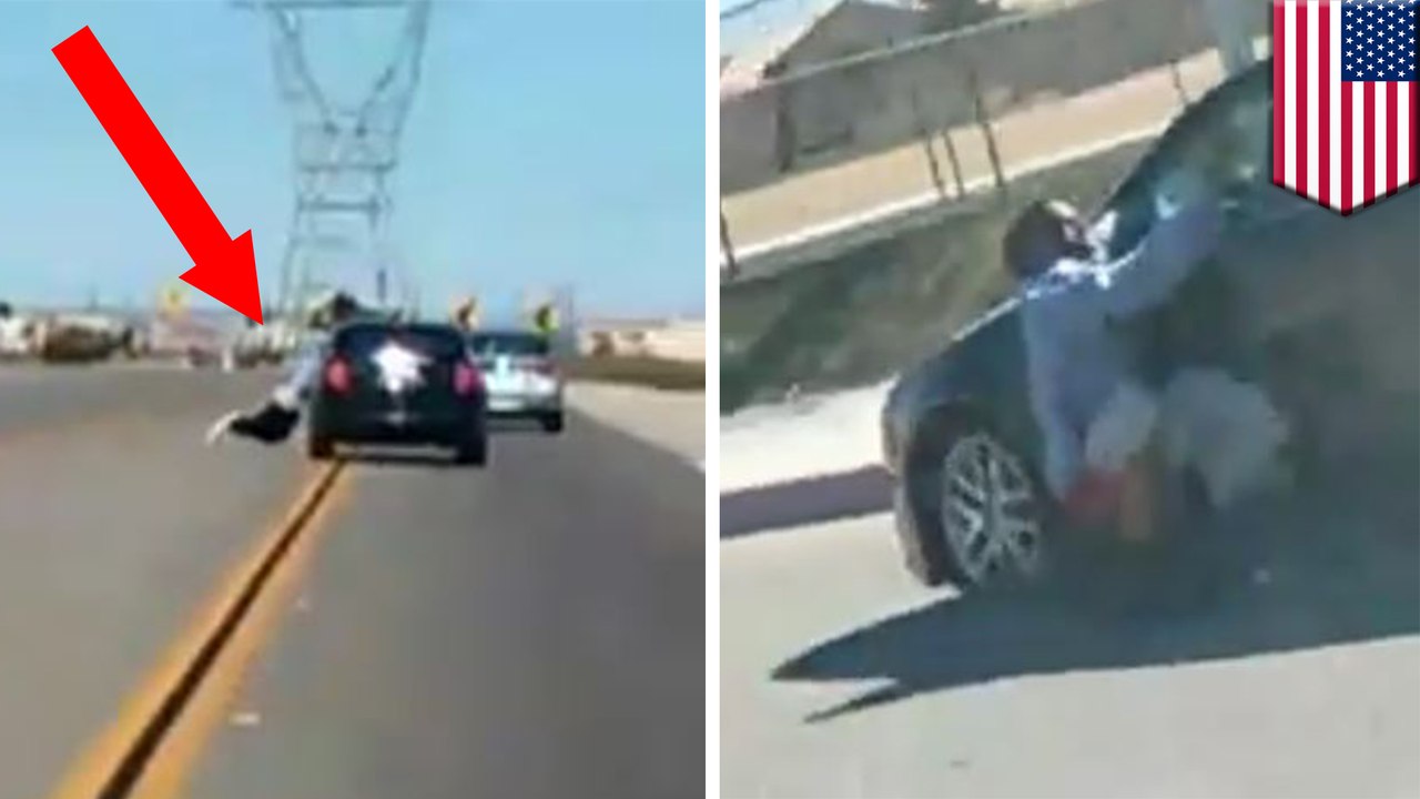 Puppy theft: video shows man being dragged by car after motorist steals his new puppy