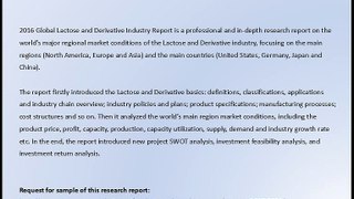 Lactose and Derivative Market Research Report 2016