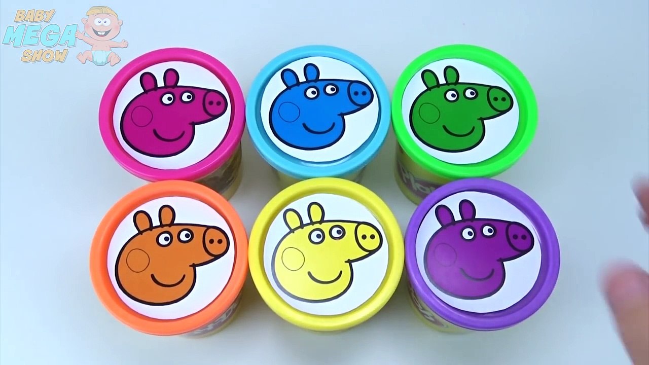 Пеппа чашки свиньи играть doh пластилин учим цвета на английском языке, играя в игрушки Пеппа семьи свиньи