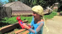 Spiderman vs Frozen Elsa! Elsa Gets a Gummy Joker Tongue! w:/ Maleficent! Superhero Fun