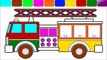 Learn Colors & Vehicles: Fire Truck ★ Coloring Book ★ Teach Colours for Kids Baby Toddler
