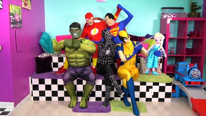 Spiderman Elsa Joker Hulk Finger Family song - Spiderman Cartoon Nursery Rhymes For Kids