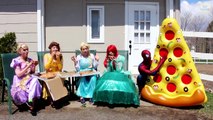 Замороженные Эльза и партии принцессы Диснея Пицца! ж/ Человек-Паук, розовый Человек-паук, Бэтмен и конфеты :