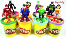 Learning Colors Play Doh Surprise Toy Cans! Justice League Superman vs Batman Wonder Woman