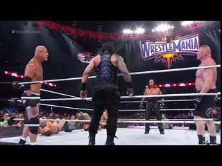 Download Video: OMG Brock Lesnar vs Goldberg vs Undertaker vs Roman Reigns - Royal Rumble 2017 full fight Must Watch