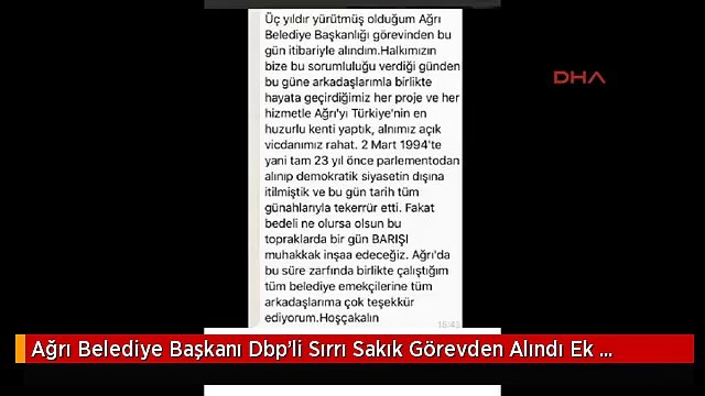 Ağrı Belediye Başkanı Dbp'li Sırrı Sakık Görevden Alındı Ek Fotoğraf