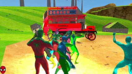 Spiderman Custom Colors EPIC SCHOOL BUS PARTY have Fun & Nursery Rhymes Children Songs