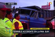 Hombre queda atrapado en tráiler tras aparatoso choque en Panamericana Sur