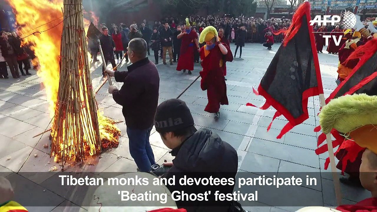 Tibetan monks, devotees participate in 'Beating Ghost' festival