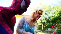 Frozen Elsa POOP PRANK! w/ Spiderman vs Bad Baby Joker Girl Balloons - Superheroes in Real