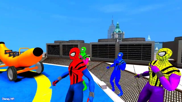 Learn Numbers - Banana Car in Spiderman Cartoon Videos with Color Cars for Kids and Nursery Rhymes