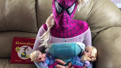 Pregnant Frozen Elsa and Pregnant SpIDer Girl w/ Evil Twin and Elsa Baby Spiderman MEGA Com
