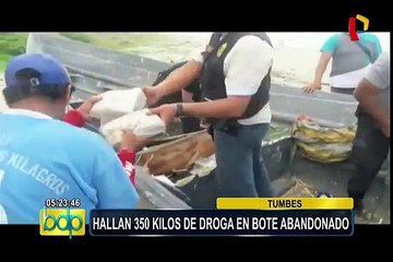 Tumbes: hallan 350 kilos de droga en bote abandonado